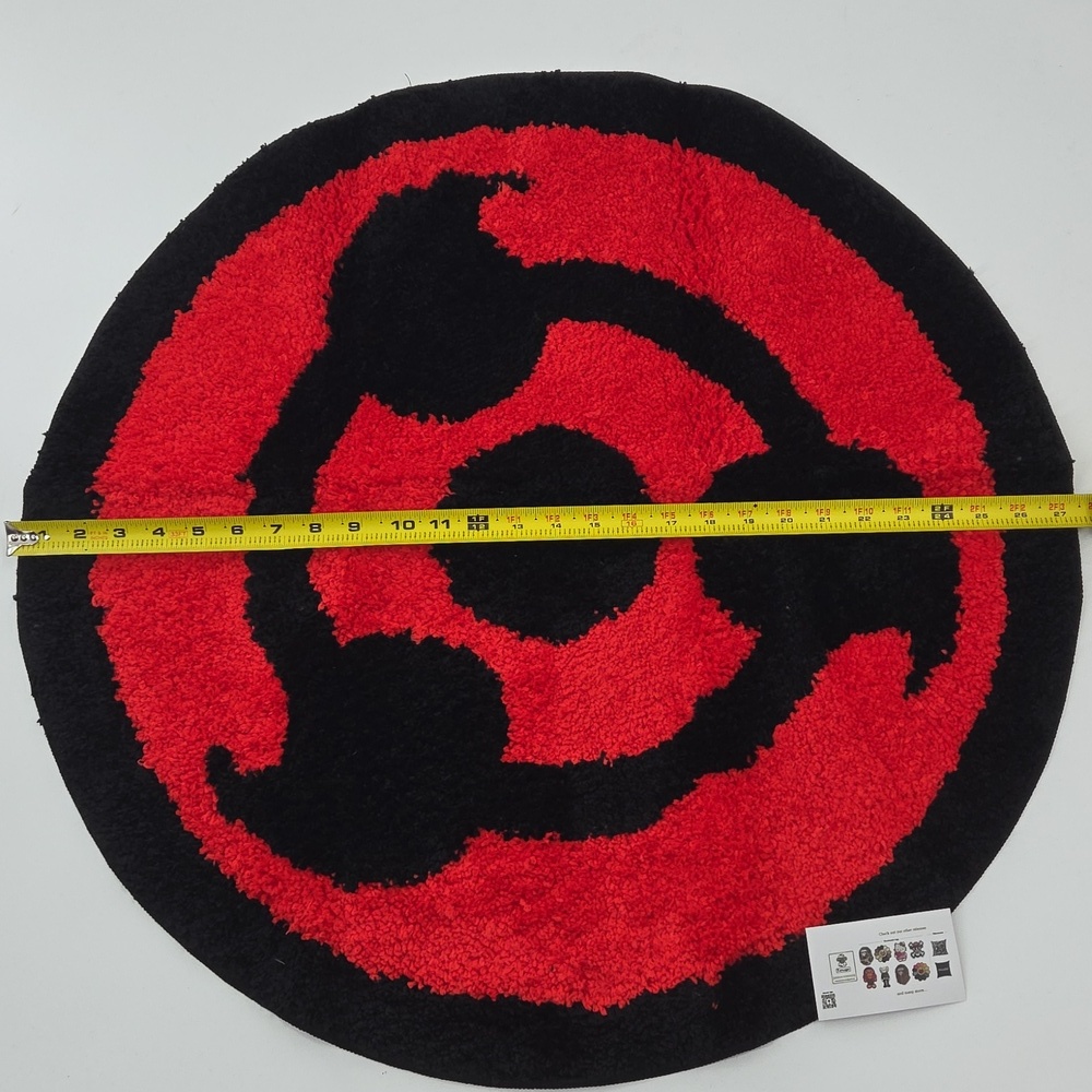 Red and Black Mystic Eye Circular Rug New - Picture 8 of 12